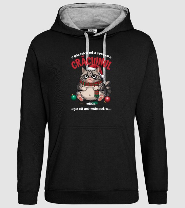 Am mâncat pasărea Crăciun pisică Negru model negru pe tricou