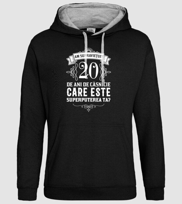 Am supraviețuit 20 de ani de căsnicie - care este superputerea ta? model negru pe tricou