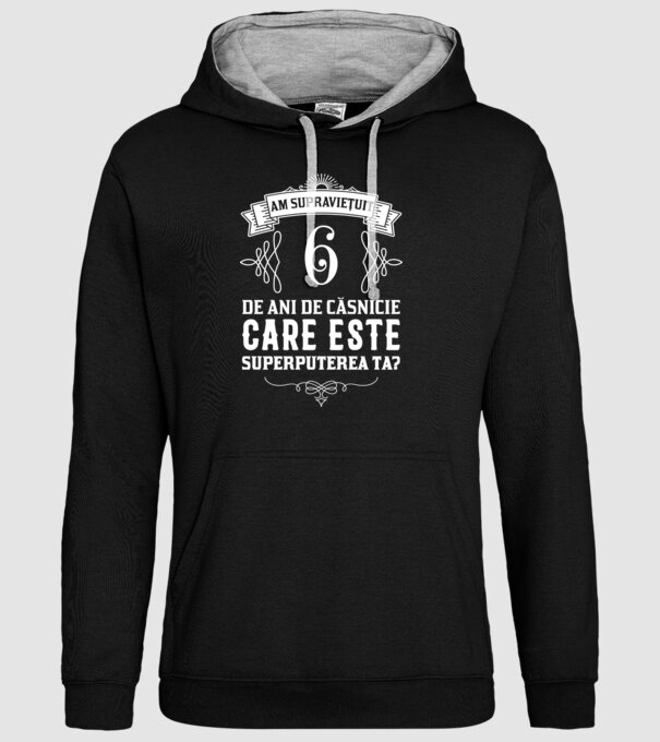 Am supraviețuit 6 ani de an de căsnicie - care este superputerea ta? model negru pe tricou