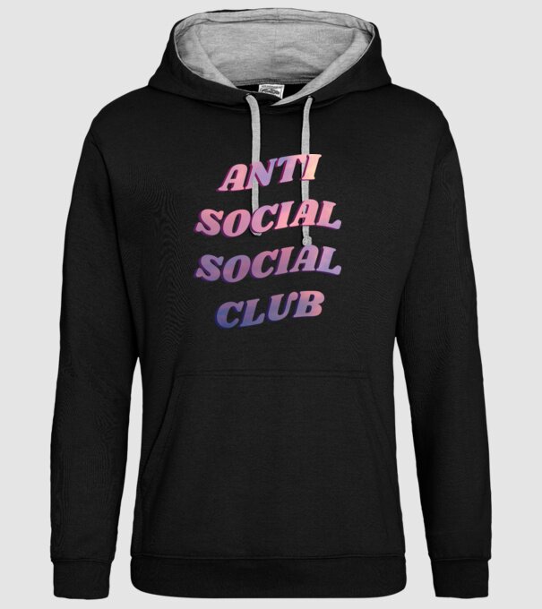 Anti social social club pink model negru pe tricou
