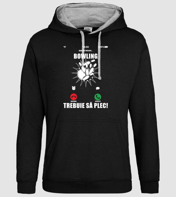 apel de intrare - bowling - respinge - acceptă - TREBUIE SĂ PLEC! model negru pe tricou