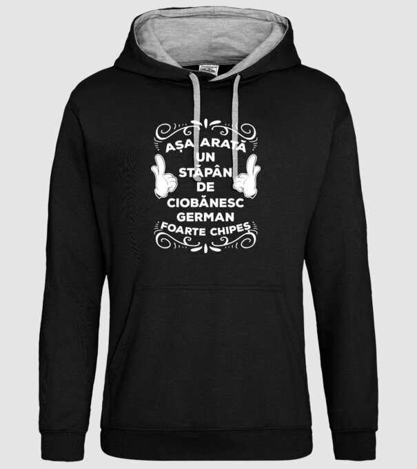 Așa arată un stăpân de Ciobănesc german foarte chipeș model negru pe tricou