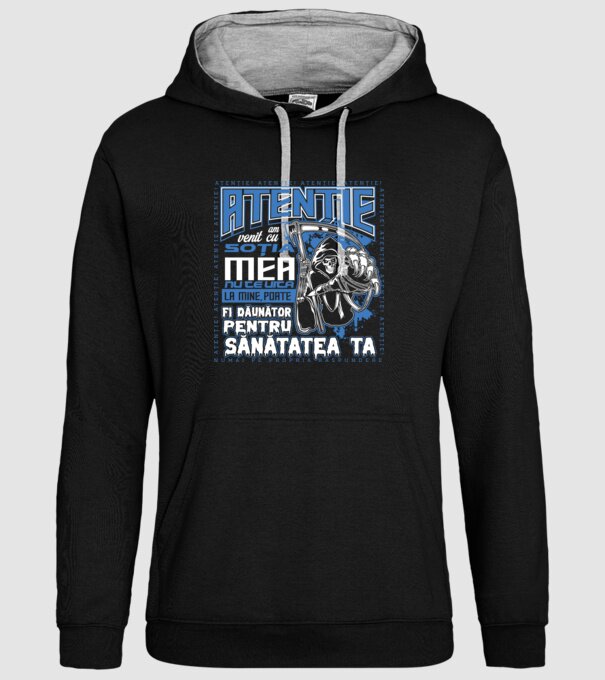 Atenție Am venit cu soția mea model negru pe tricou