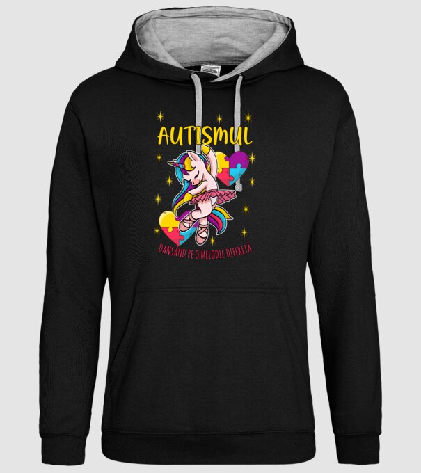 Autismul, dansând pe o melodie diferită model negru pe tricou