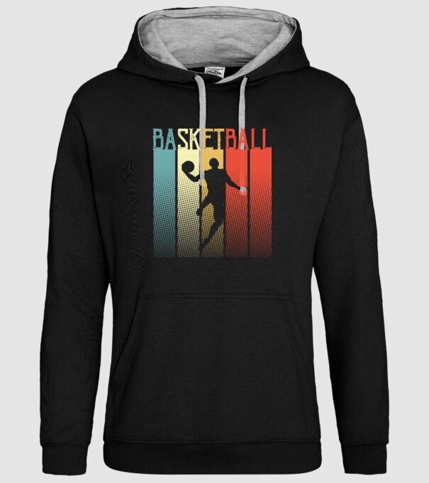 basketball vintage model negru pe tricou
