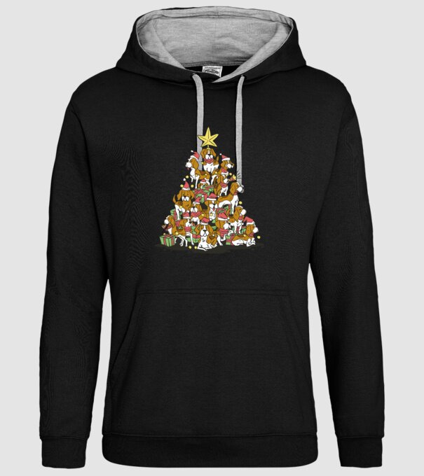 beagle christmas tree model negru pe tricou