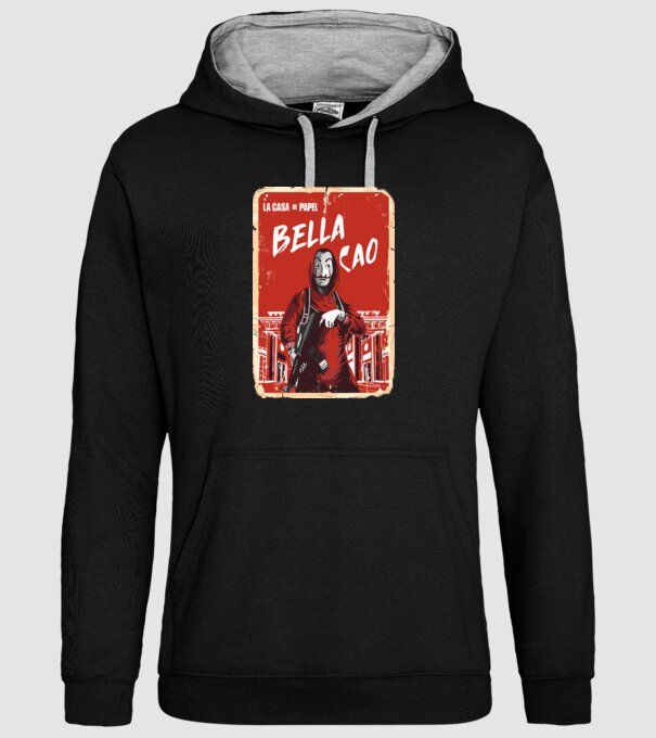 bella ciao poster retro model negru pe tricou