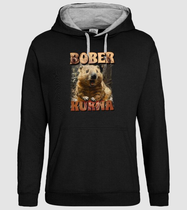 BOBER wombat model negru pe tricou