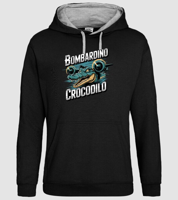 Bombardino Crocodilo 2 model negru pe tricou