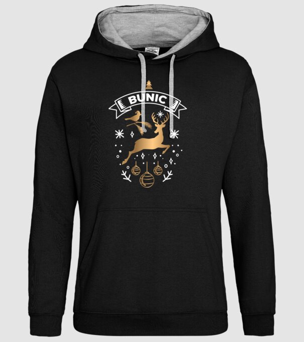 bunic christmas model negru pe tricou