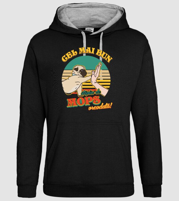 Cel mai bun stăpân de mops vreodată! model negru pe tricou