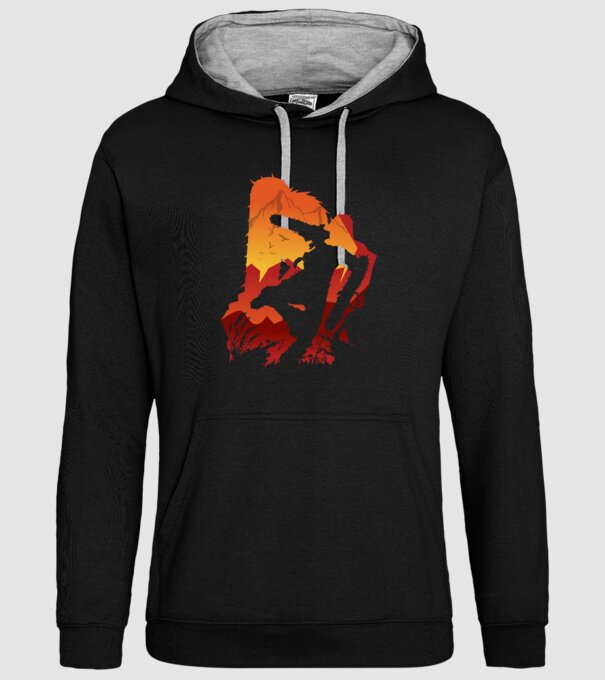 Chainsaw man silhouette model negru pe tricou