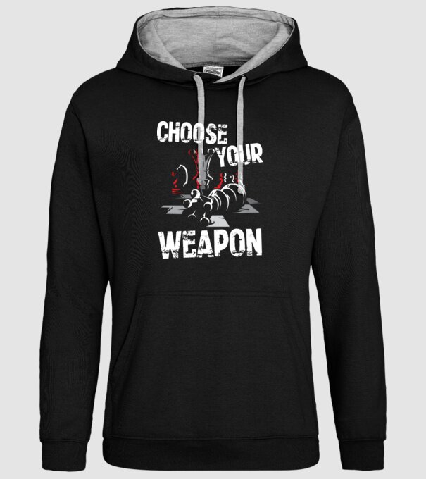 CHOOSE YOUR WEAPON model negru pe tricou