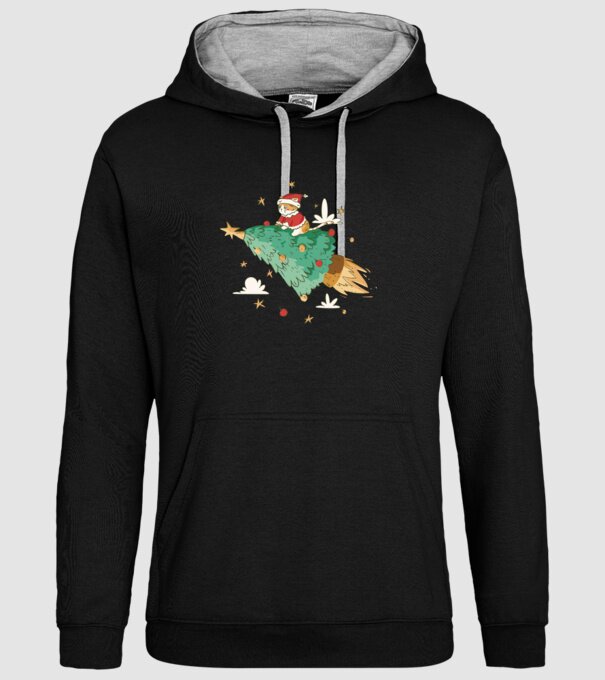 Christmas cat model negru pe tricou