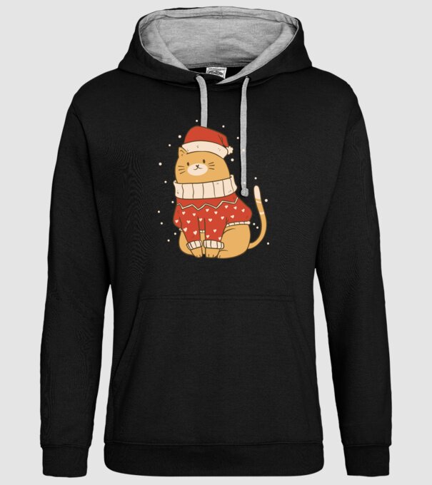 Christmas cat model negru pe tricou