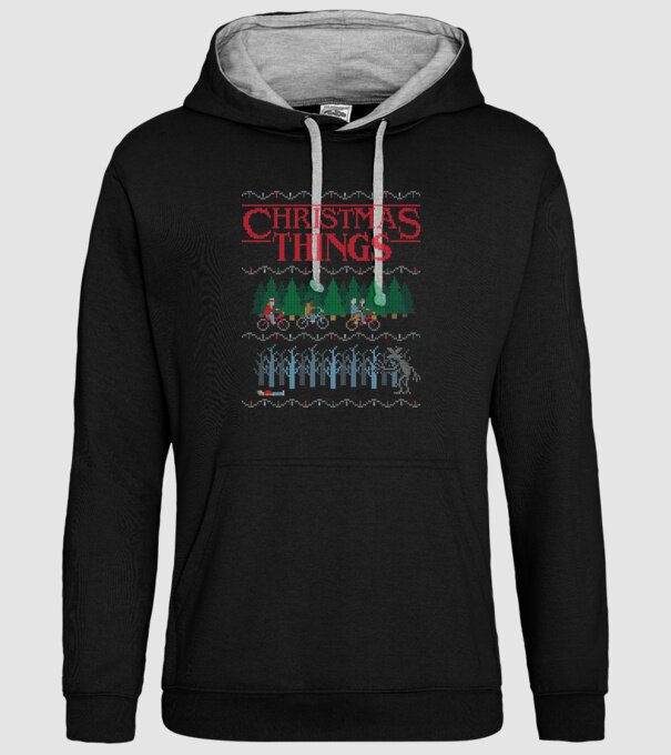 christmas things ugly sweater model negru pe tricou