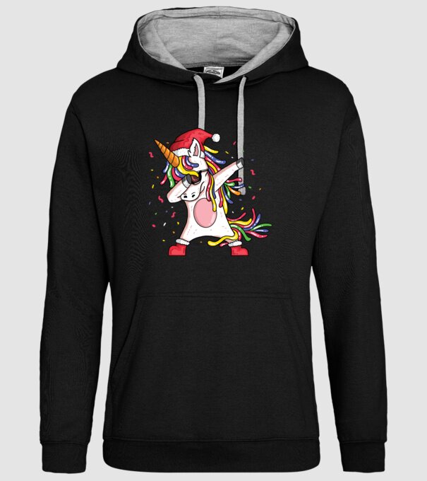 Christmas unicorn dab model negru pe tricou