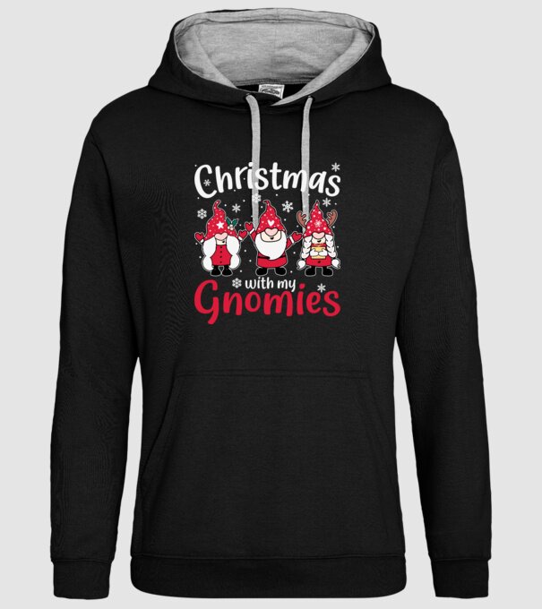 Christmas with my gnomies model negru pe tricou