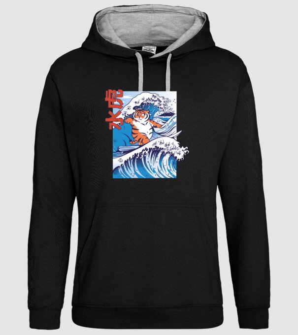 Chubby Surfer Tiger model negru pe tricou