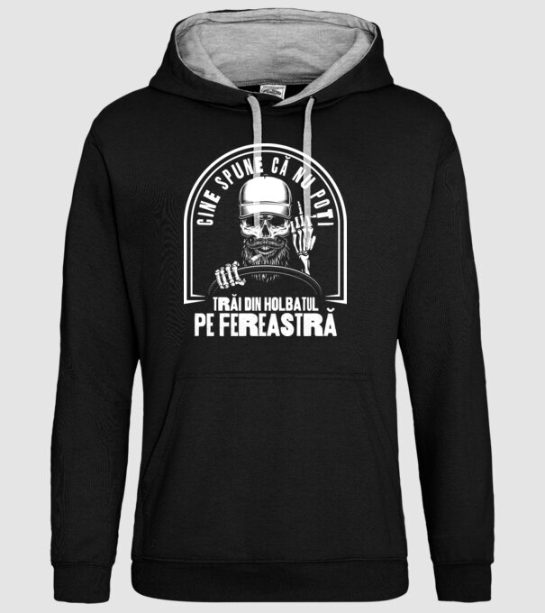 Cine spune că nu poți trăi din holbatul pe fereastră? model negru pe tricou