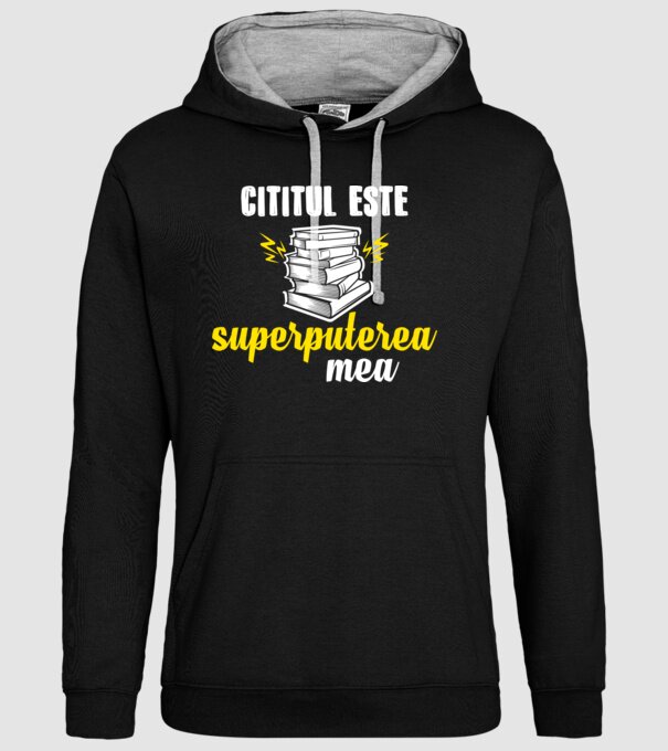 cititul este superputerea mea model negru pe tricou