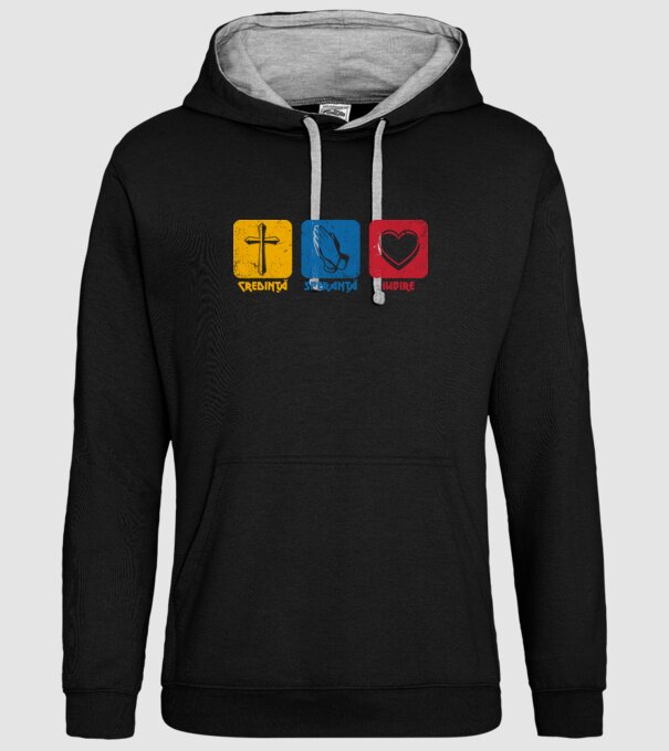 credință speranță iubire model negru pe tricou