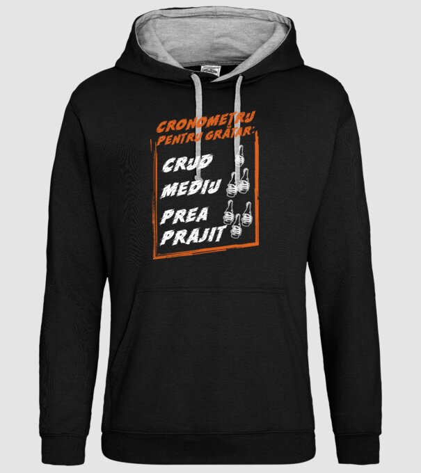cronometru pentru grătar: crud, mediu, prea prăjit model negru pe tricou