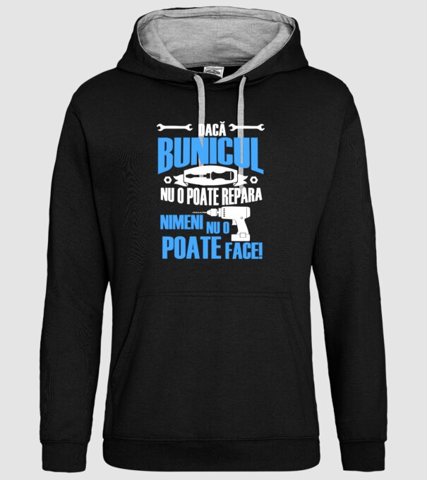 Dacă bunicul nu o poate repara, nimeni nu o poate face! model negru pe tricou