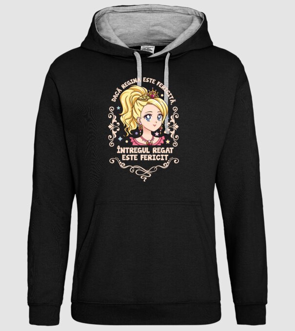 Dacă regina este fericită, întregul regat este fericit. model negru pe tricou