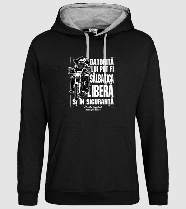 datorită ei pot fi sălbatic, liber și în siguranță - ea este îngerul meu păzitor model negru pe tricou