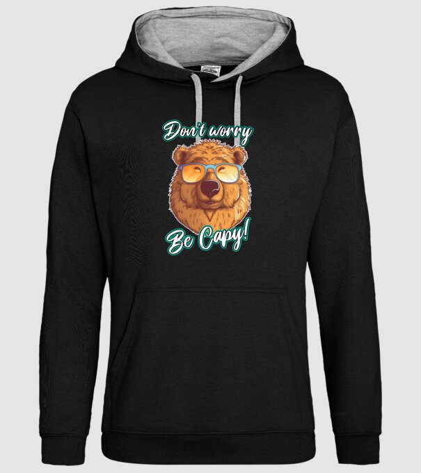 Don't worry be Capy model negru pe tricou