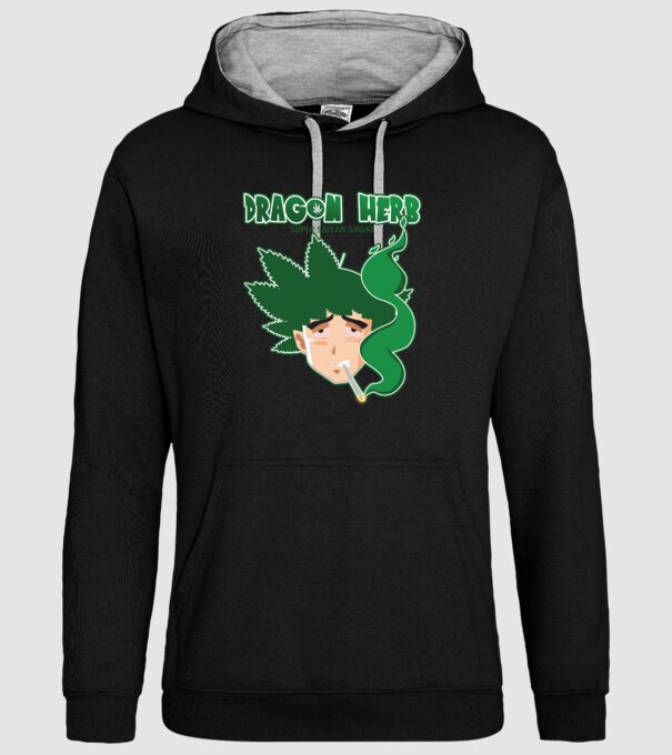 dragon herb smoke model negru pe tricou