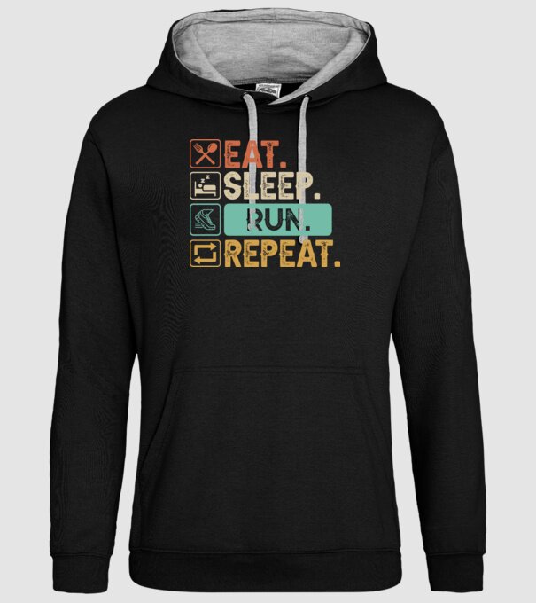 Eat Sleep Run Repeat model negru pe tricou