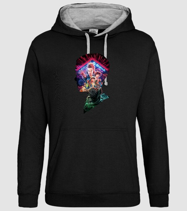 eleven poster head model negru pe tricou