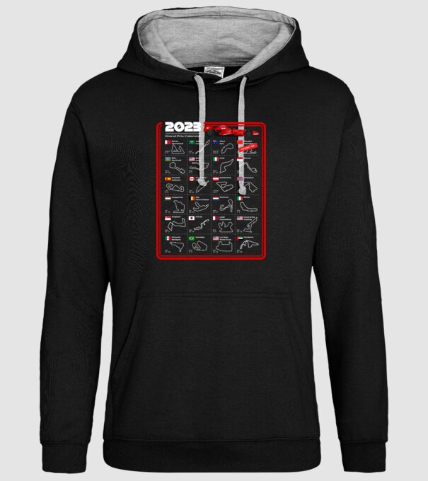F1 2023 Formula Grand prix calendar model negru pe tricou