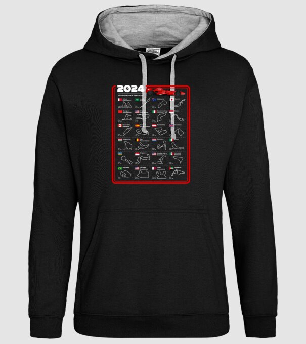 F1 calendar 2024 model negru pe tricou
