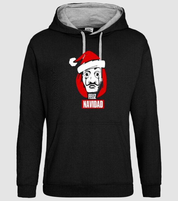 feliz navidad merry christmas money heist model negru pe tricou