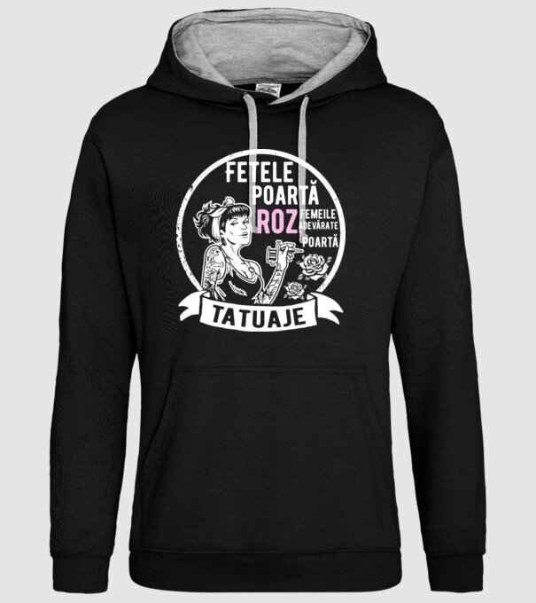 Fetele poartă roz, femeile adevărate poartă tatuaje model negru pe tricou