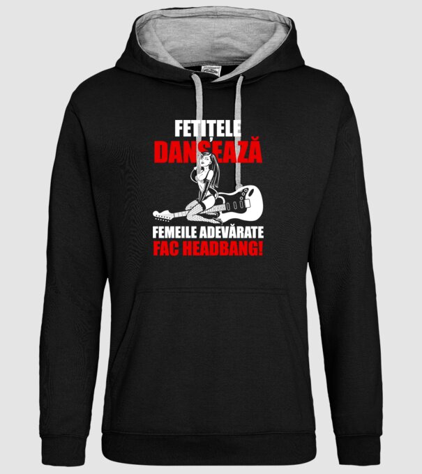 fetițele dansează, femeile adevărate fac headbang! model negru pe tricou