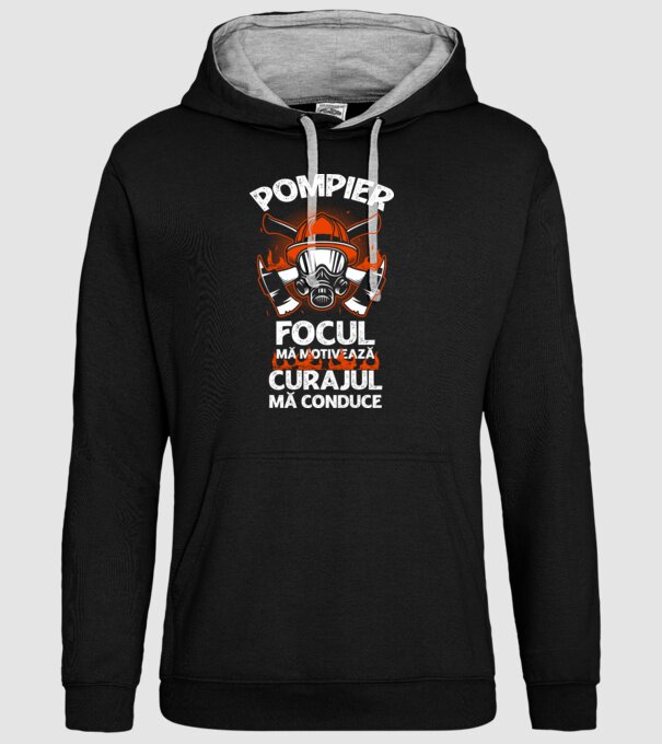 Focul mă motivează, curajul mă conduce Pompier model negru pe tricou