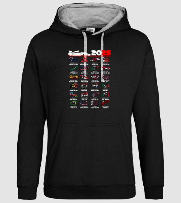 F1 calendar 2025 Negru model negru pe tricou