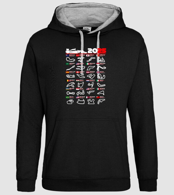F1 calendar 2025 negru model negru pe tricou