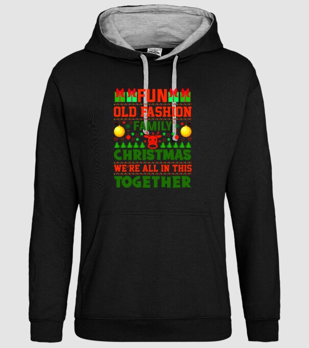 fun old fashion family christmas model negru pe tricou