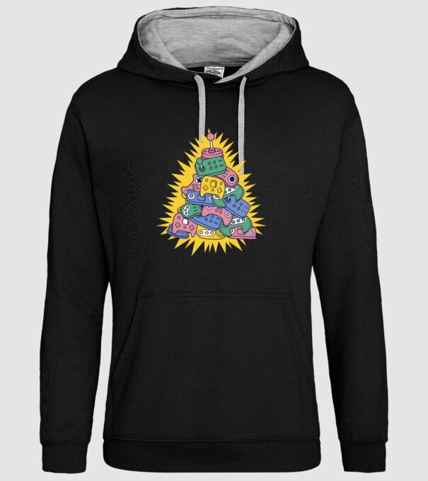 Gamer controller christmas tree model negru pe tricou