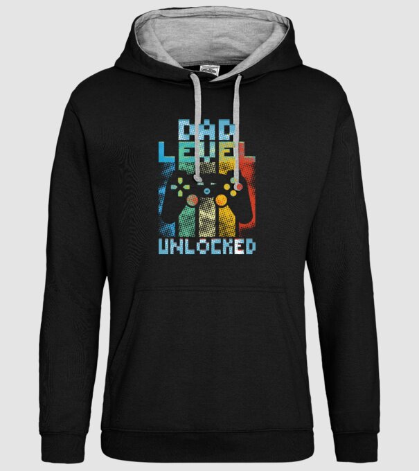 Gamer Dad level unlocked model negru pe tricou