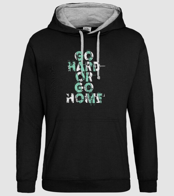 Go Hard or Go Home model negru pe tricou