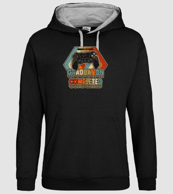 Graduatuion completed retro model negru pe tricou