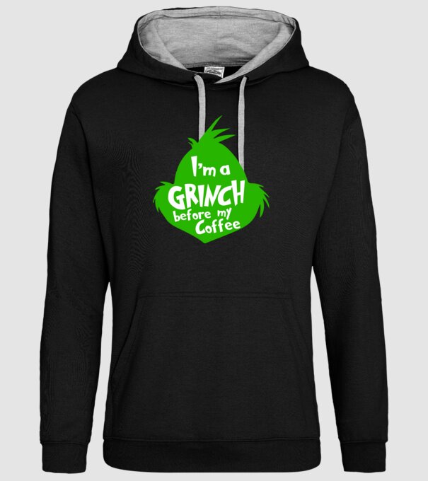 Grinch before coffee model negru pe tricou