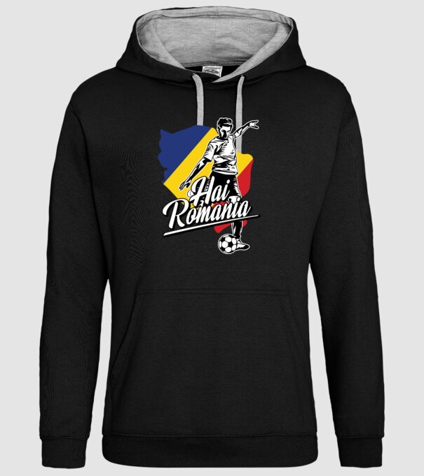 Hai romania fotbal model negru pe tricou