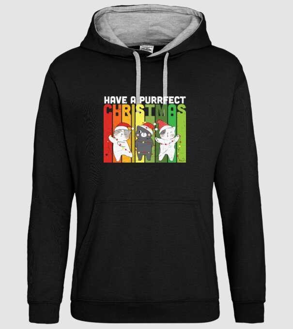 Have a purrfect christmas model negru pe tricou